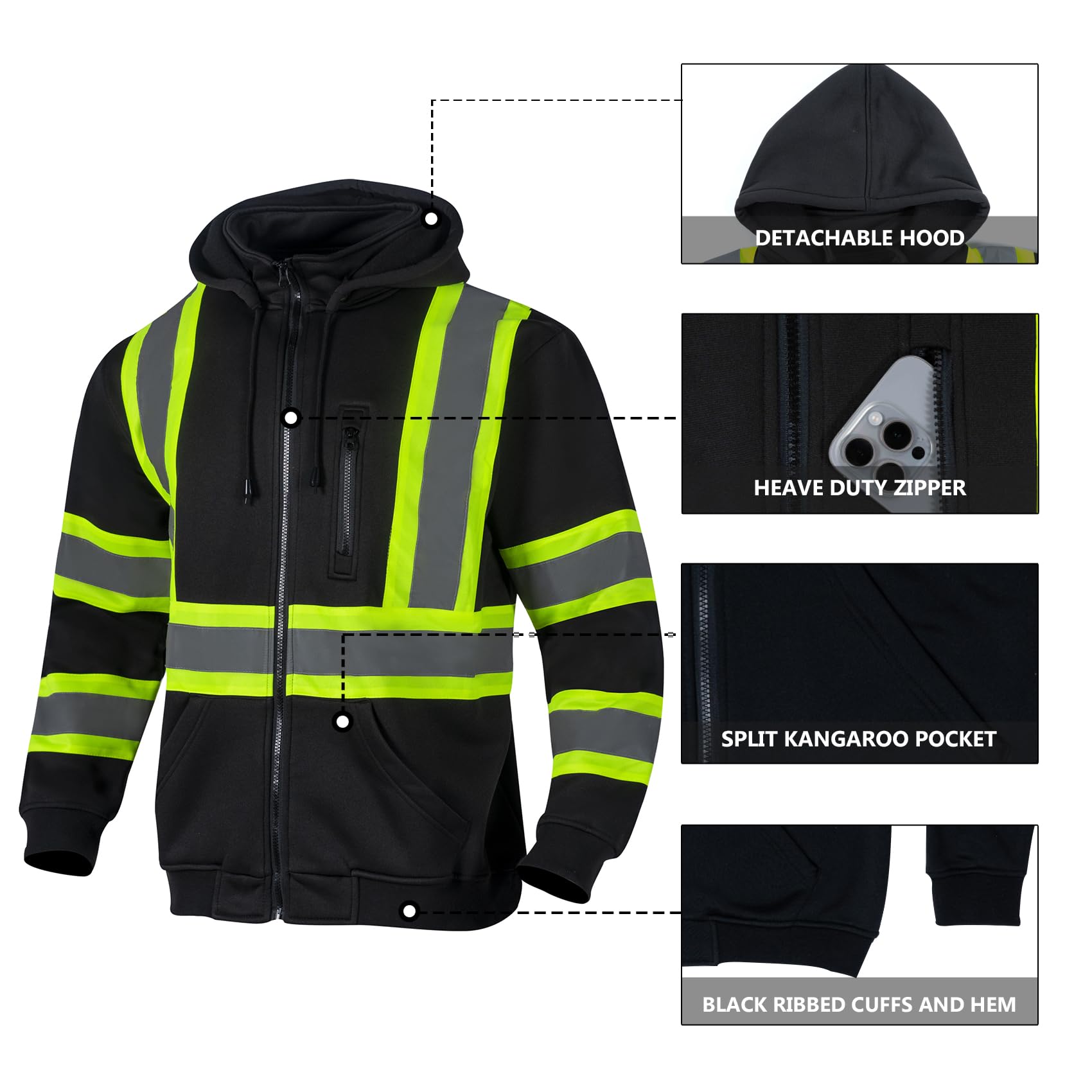 VENDACE safety hoodie with roomy front pockets for warmth and storage