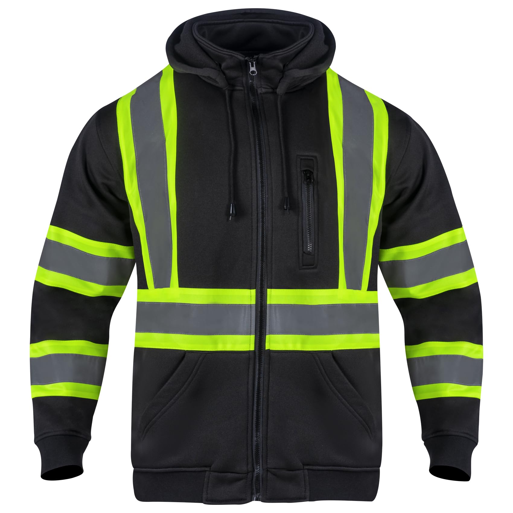 VENDACE hoodie with 2" reflective stripes for enhanced visibility on site