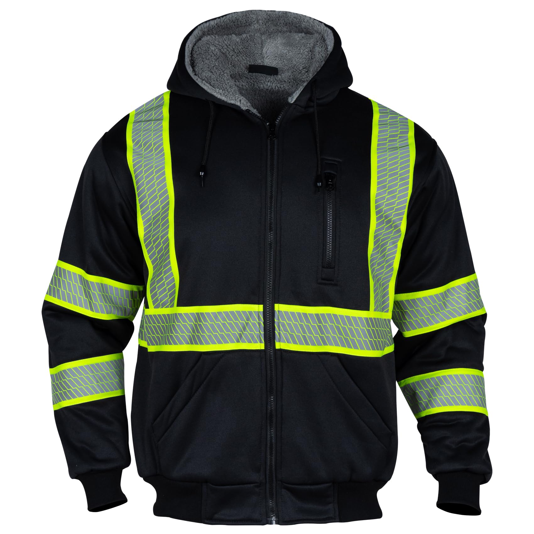 VENDACE men's ANSI Class 3 safety sweatshirt back view showing reflective coverage for low-light conditions