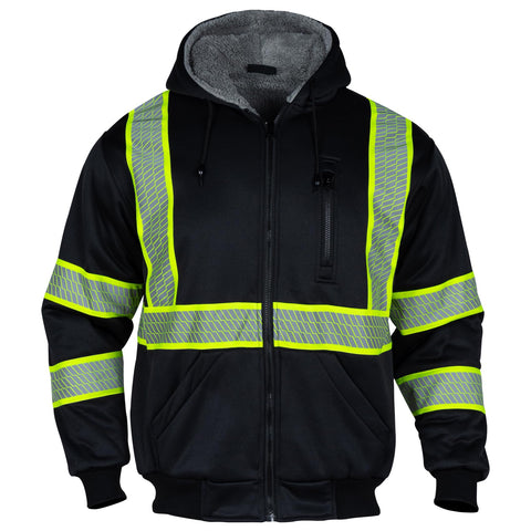 VENDACE men's ANSI Class 3 safety sweatshirt back view showing reflective coverage for low-light conditions