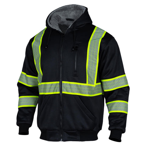 VENDACE men's ANSI Class 3 safety sweatshirt front view highlighting high-visibility design for outdoor work