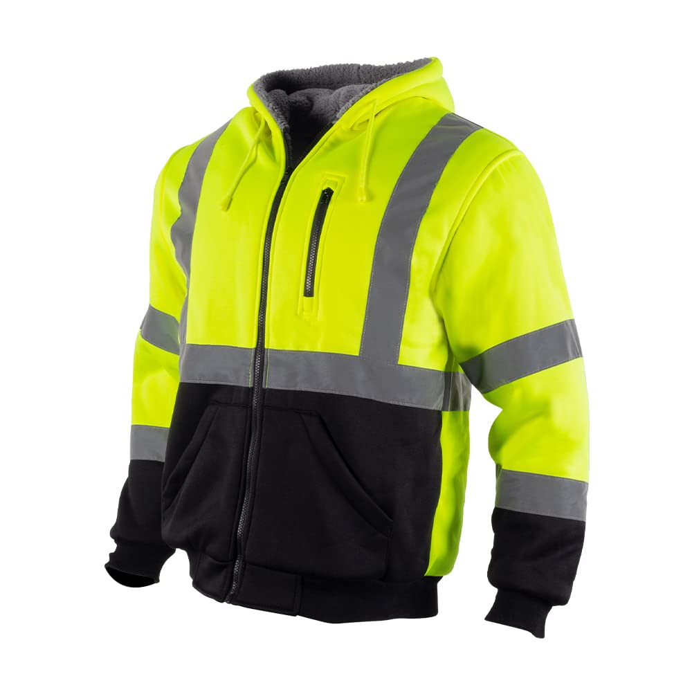 VENDACE men's ANSI Class 3 safety sweatshirt in yellow with hood for high-visibility protection.