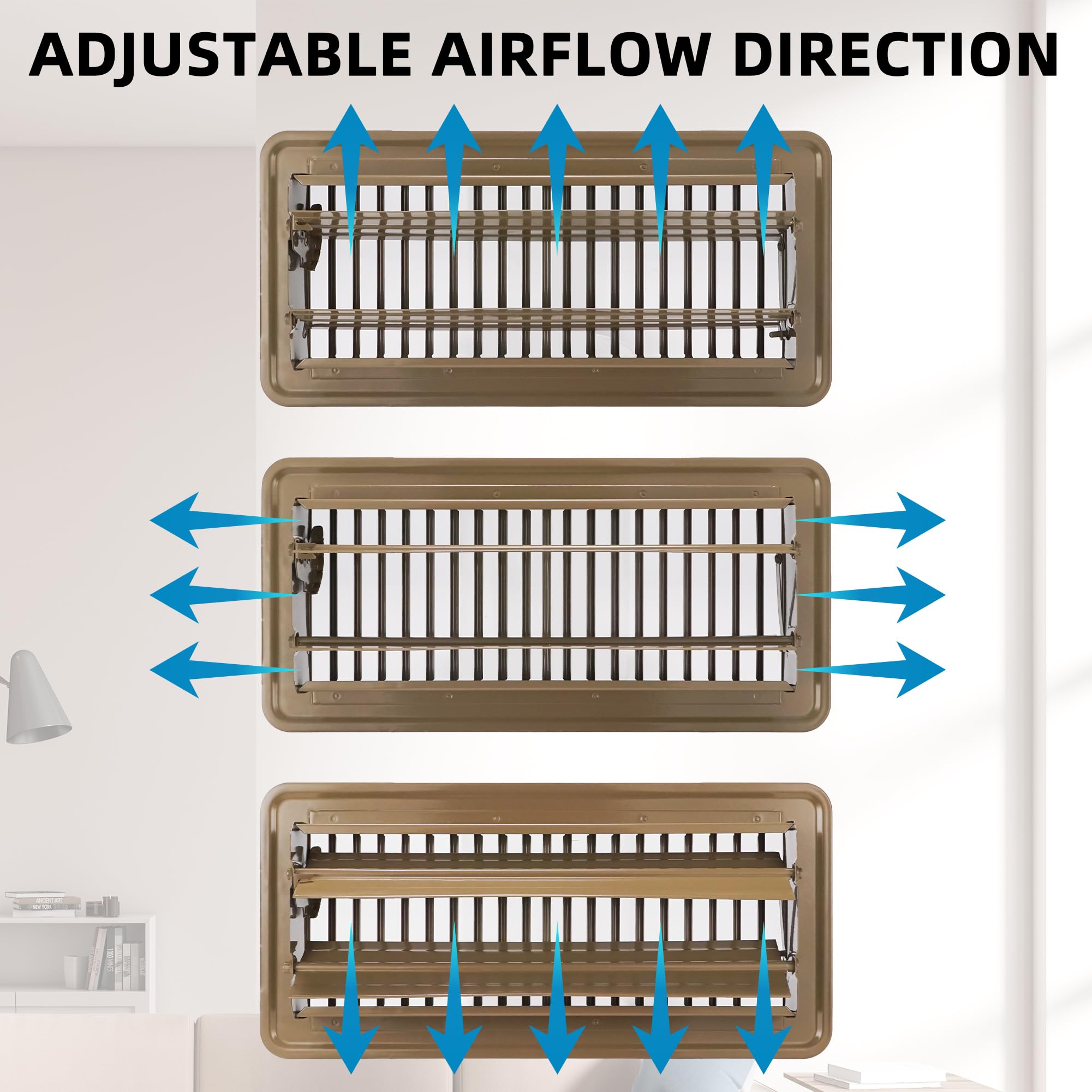 VE NI SCC floor vent cover adjustable lever directs airflow quietly.