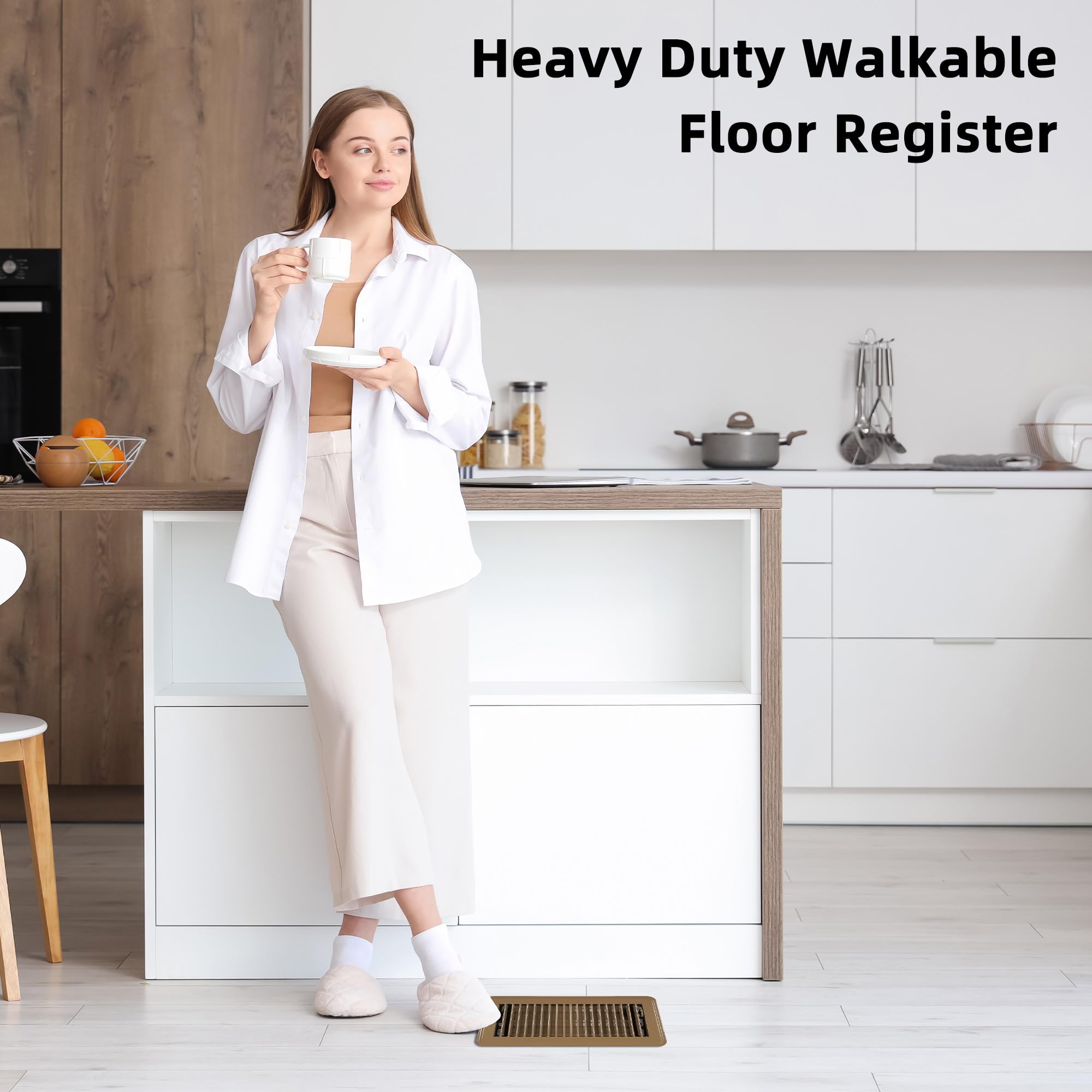 VE NI SCC floor vent cover with 180-degree design spreads air evenly.