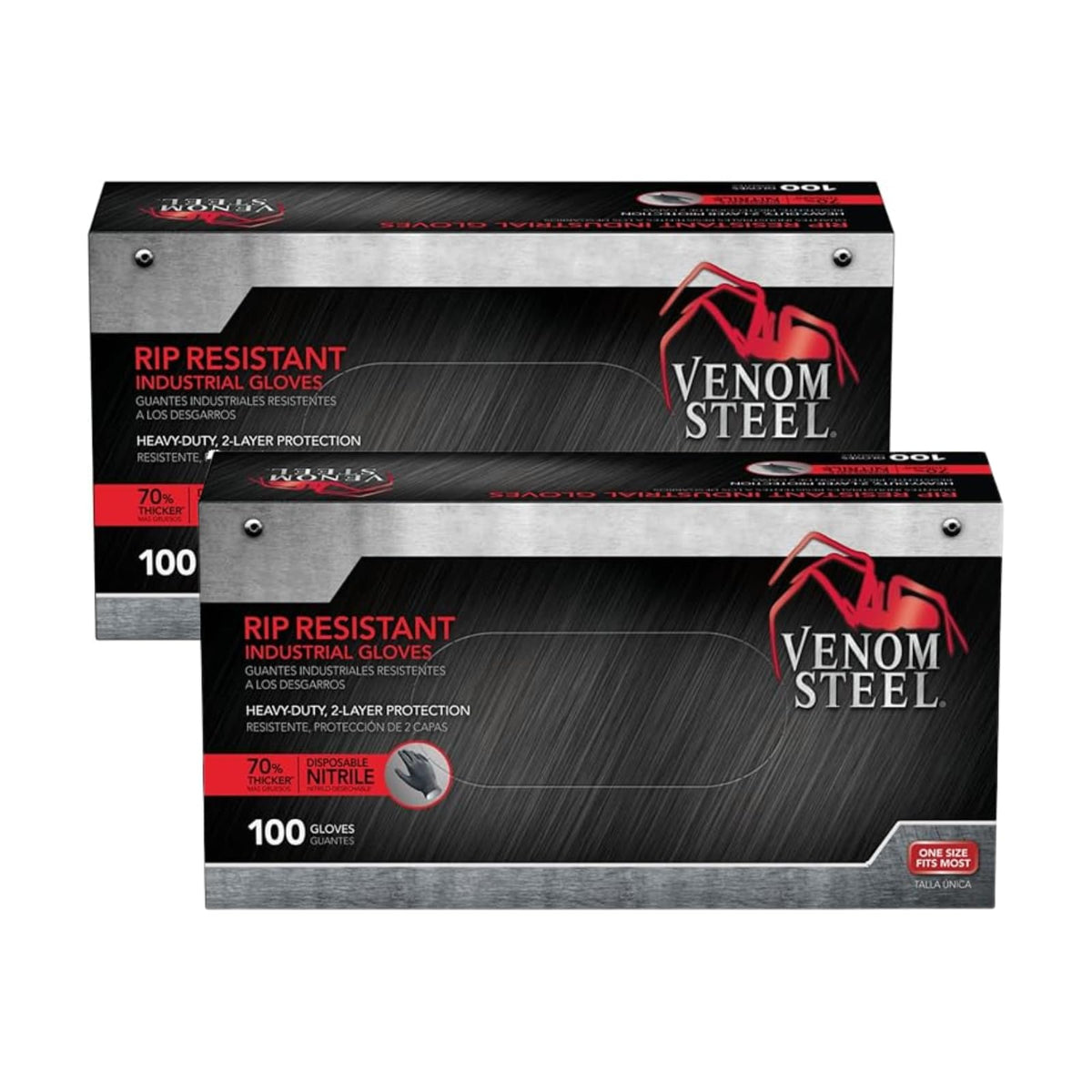 Venom Steel nitrile gloves with textured grip for secure handling.