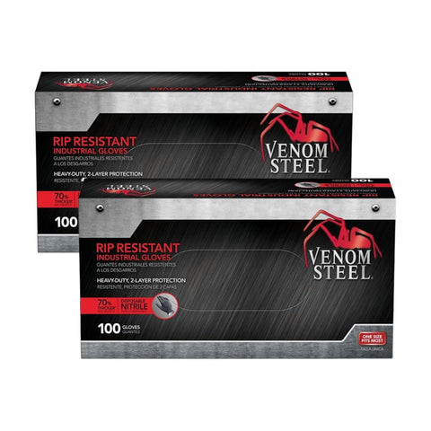 Venom Steel nitrile gloves with textured grip for secure handling.