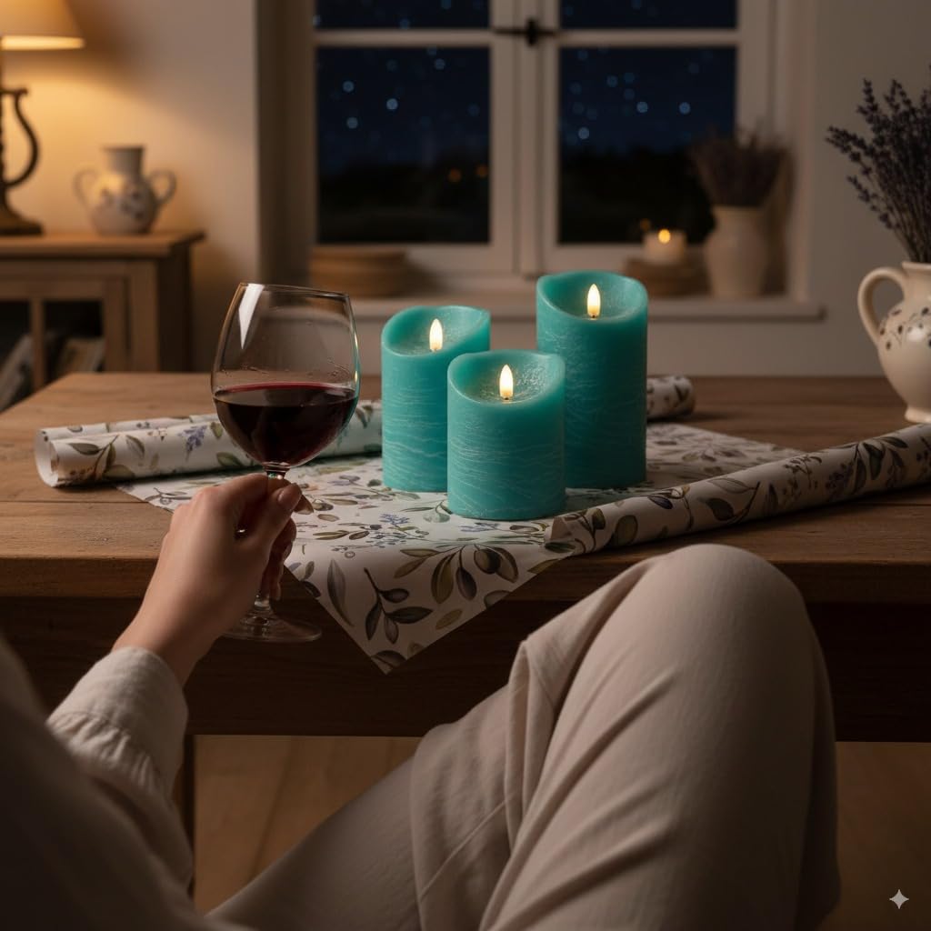 Venta gift-ready teal candle set in branded box