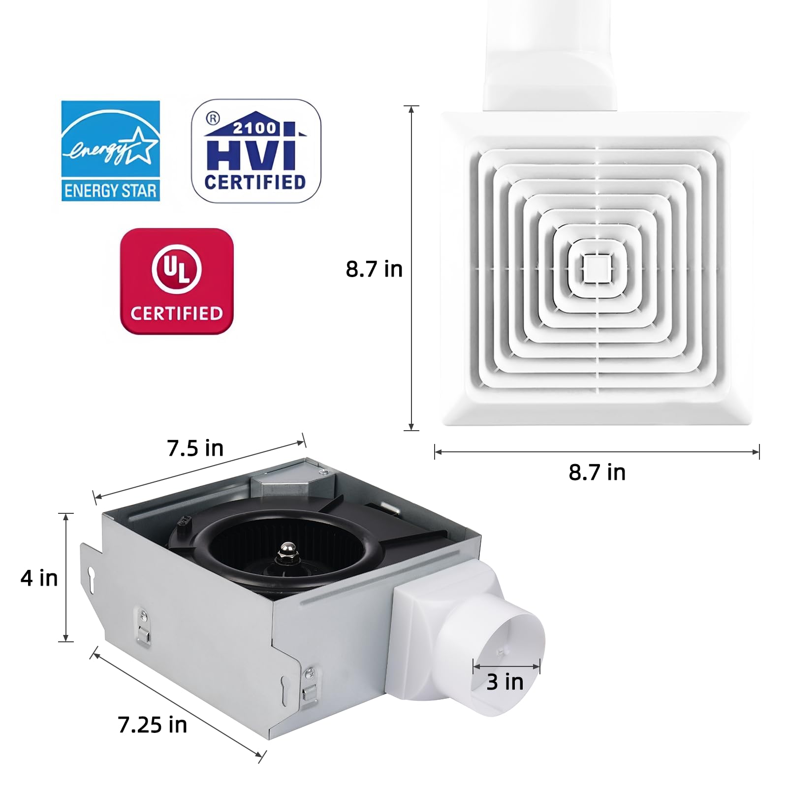 VENTECHLATION ceiling or wall mount shown for flexible installation
