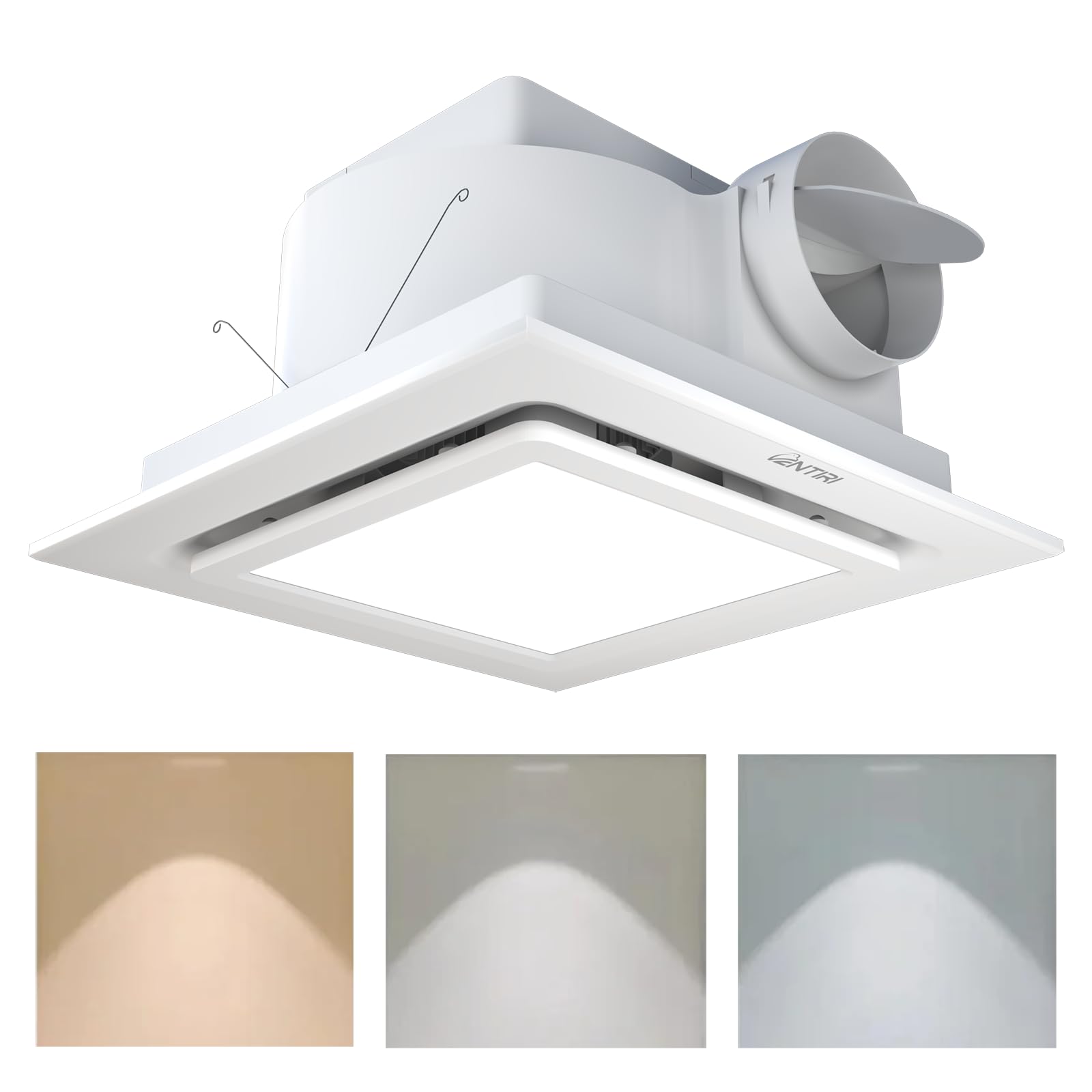 Ventiri bathroom fan with light 12-inch front view improves moisture control.