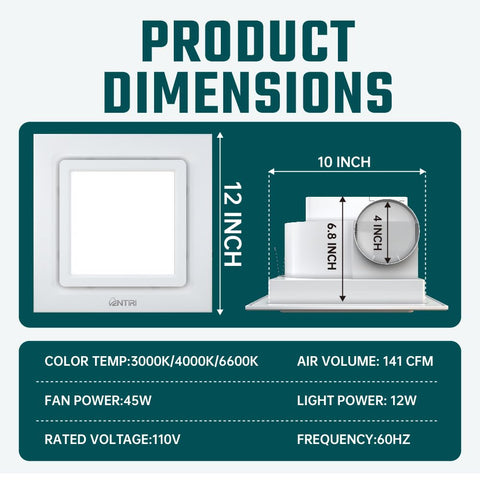 Ventiri LED bathroom light shows three color temperatures for ambience.