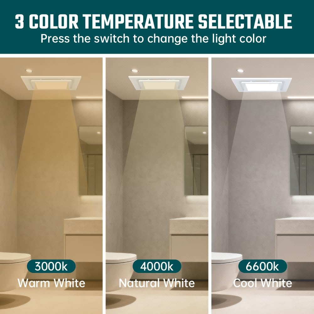 Ventiri quiet exhaust fan operates at 1.0 Sone for peaceful use.