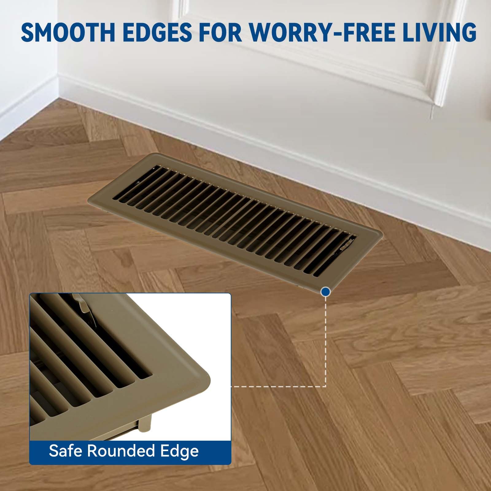Ventyun pet-friendly brown floor register cover with curved edge