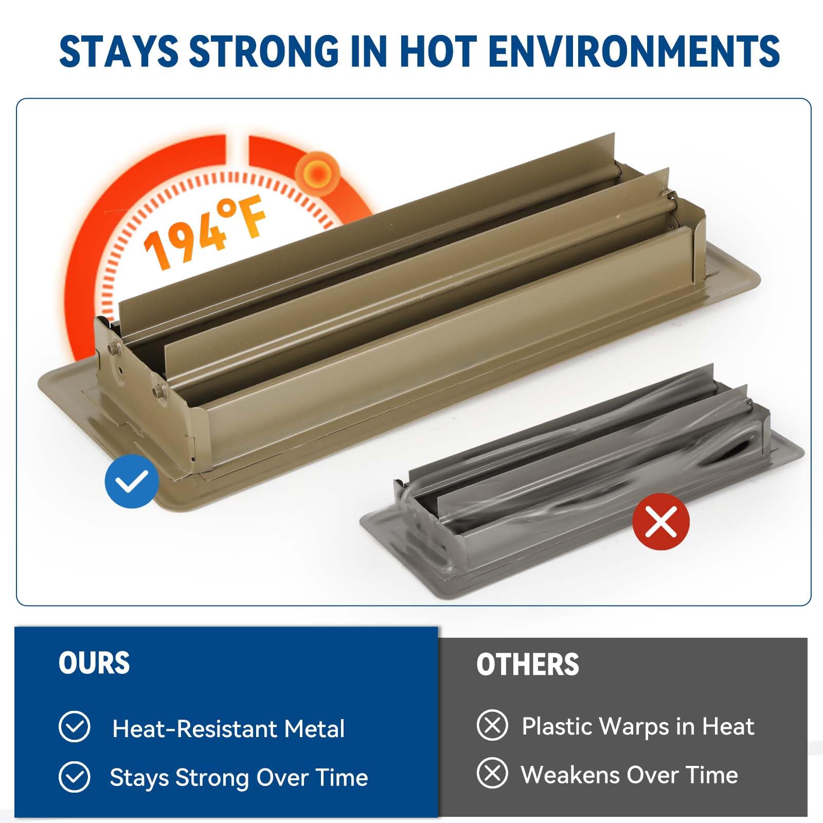 Ventyun 2-pack floor register installation shows tool-free drop-in fit.