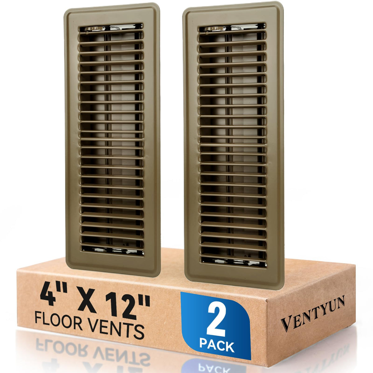 Ventyun 4x12 brown floor register vent cover shown on a floor for modern interiors