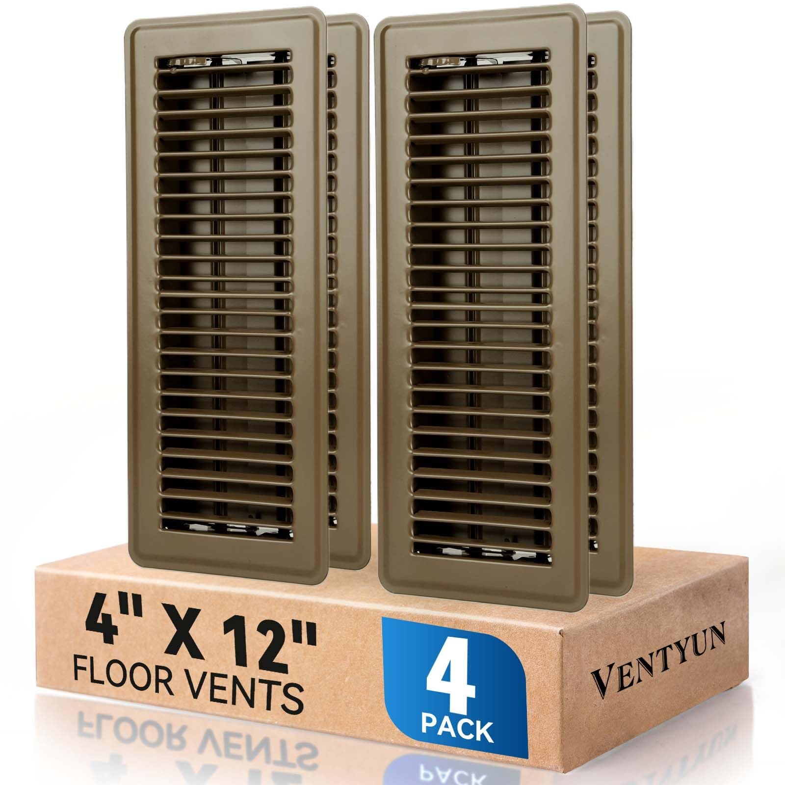 Ventyun 4x12 brown floor register cover with durable finish for daily use.