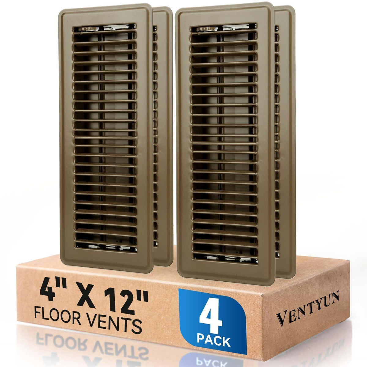 Ventyun 4x12 brown floor register cover with durable finish for daily use.