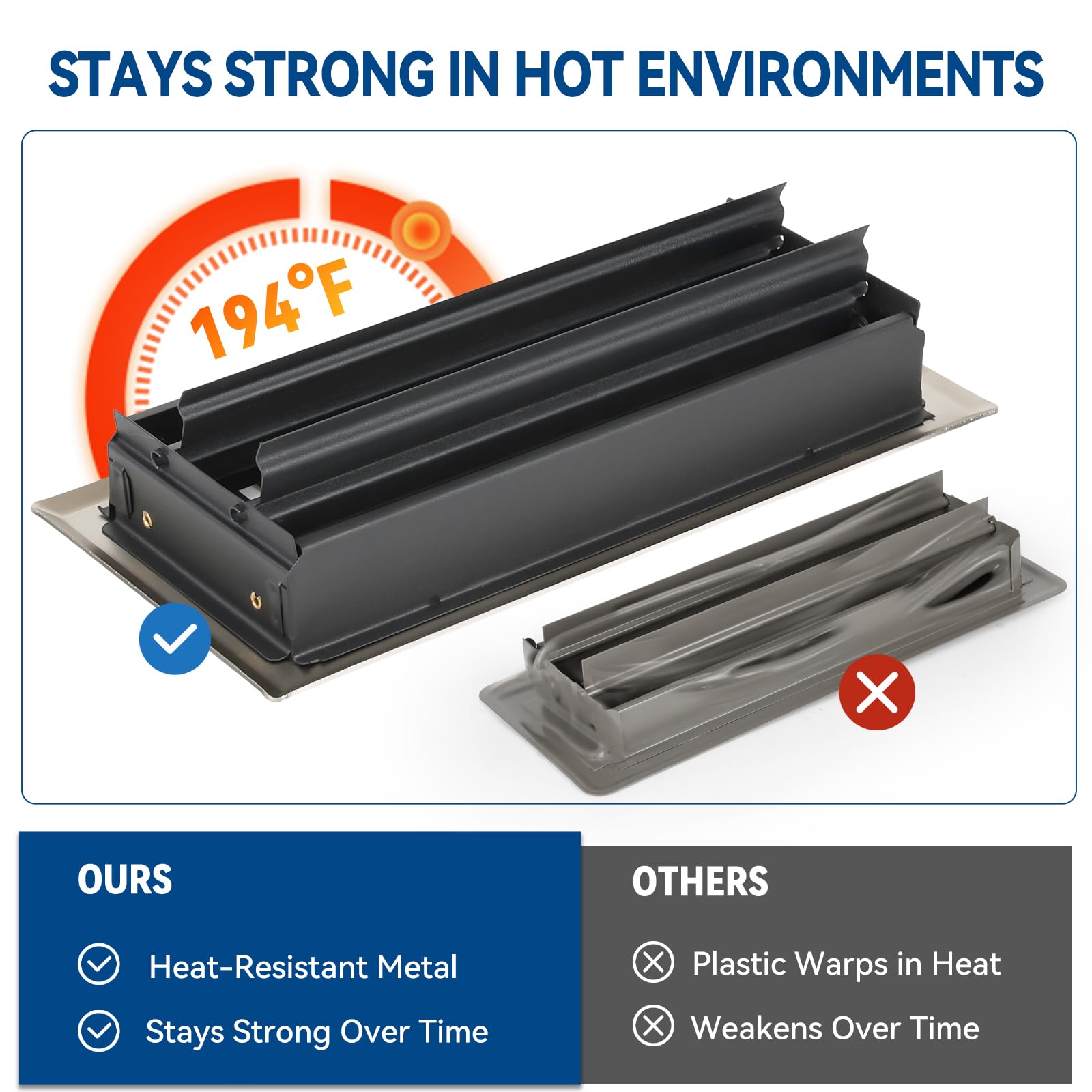 Ventyun floor register 4x10 brushed nickel robust construction for heating and cooling systems.