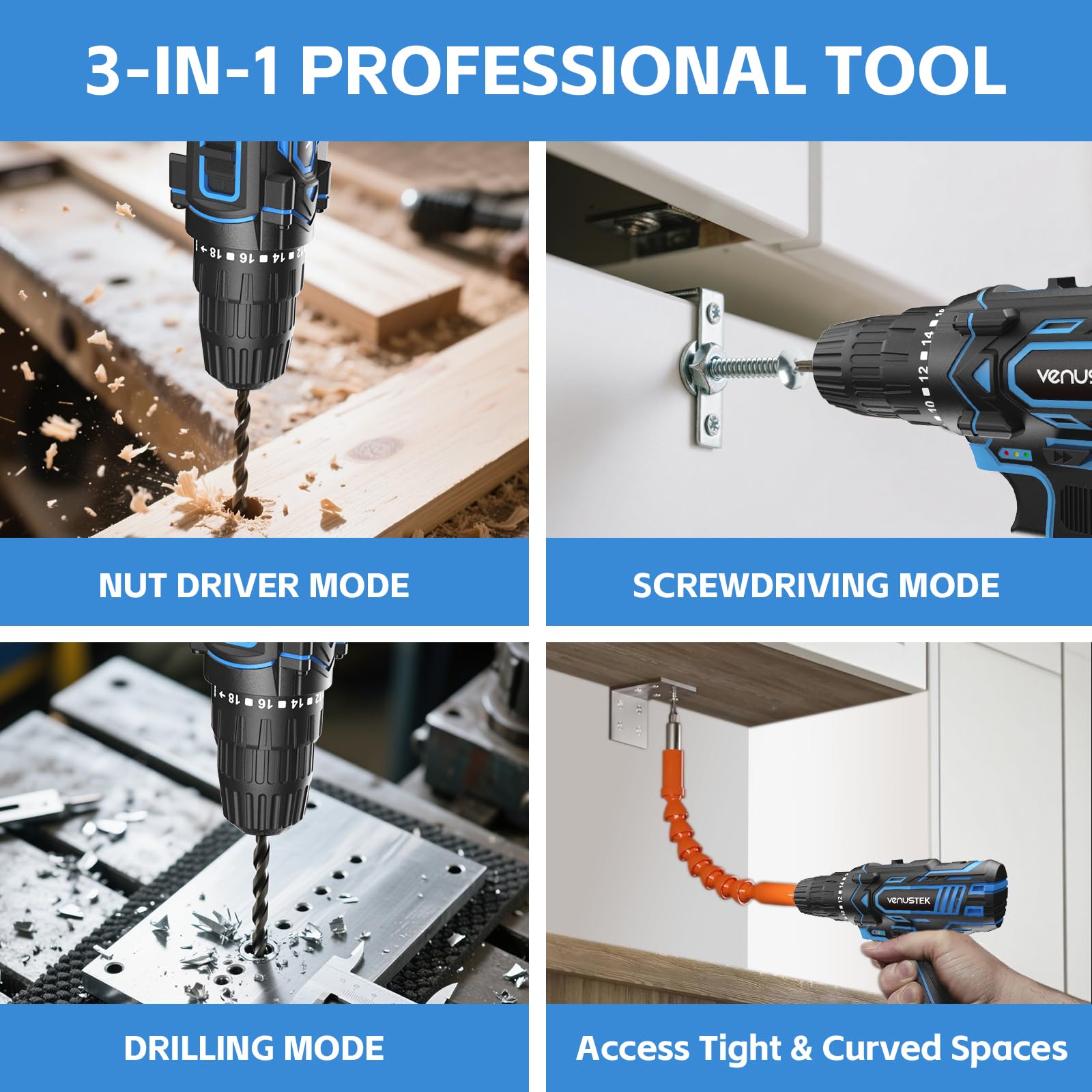 Venustek compact drill in a home-use scenario