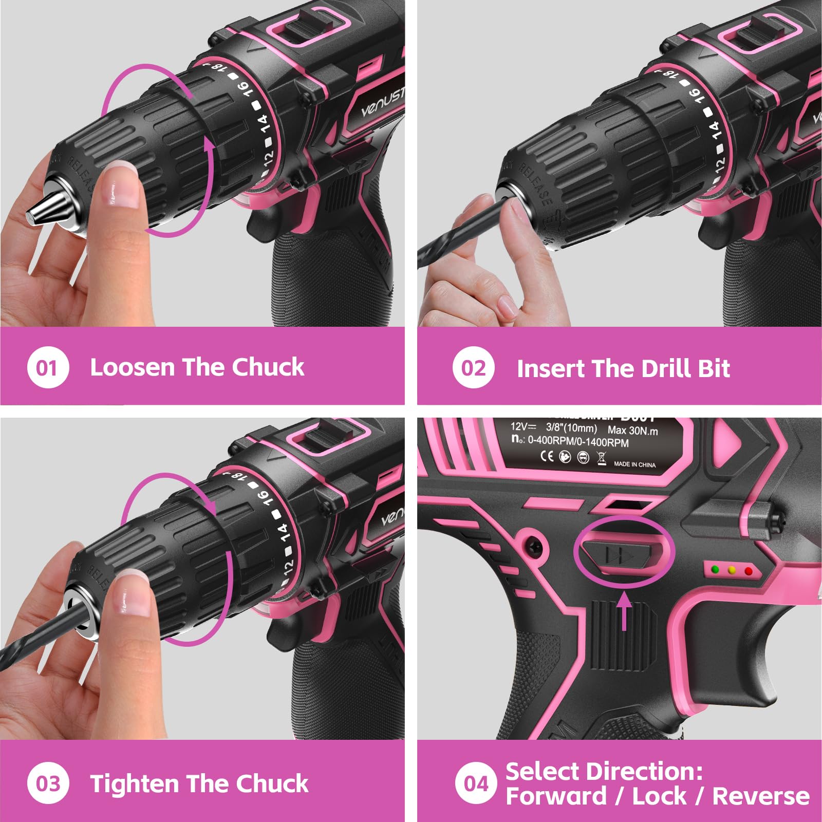 VENUSTEK pro-kit includes drill, battery, charger and accessories