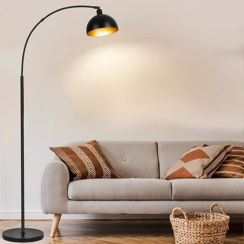 VenzBlomia living room setup showcasing modern industrial arc lamp