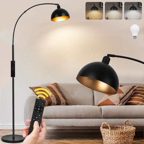 VenzBlomia black arc floor lamp with included LED bulb for bright reading