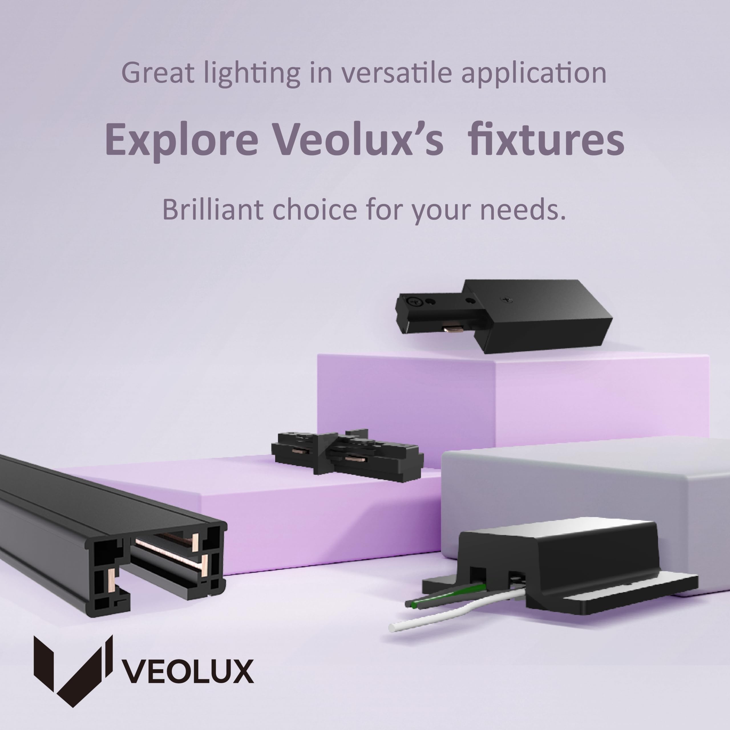 VEOLUX die-cast aluminum track with black finish for durability and style