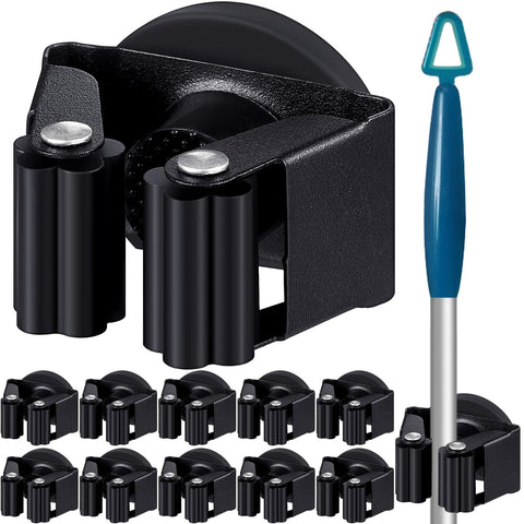 Vercraft magnetic mop broom holder for garage walls, organized and secure.