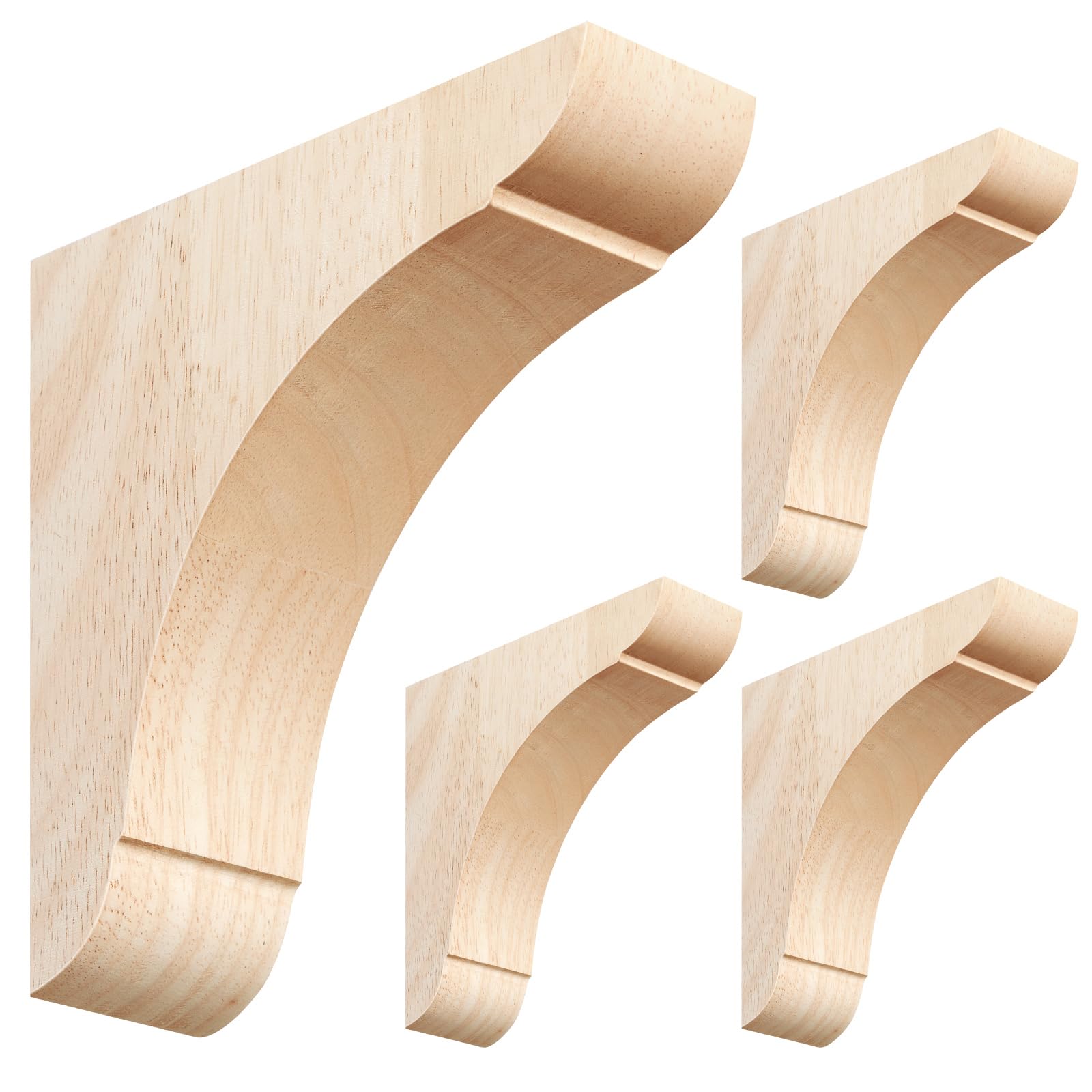 Vercraft wood corbel close-up shows rubber wood texture for rustic, durable shelves.