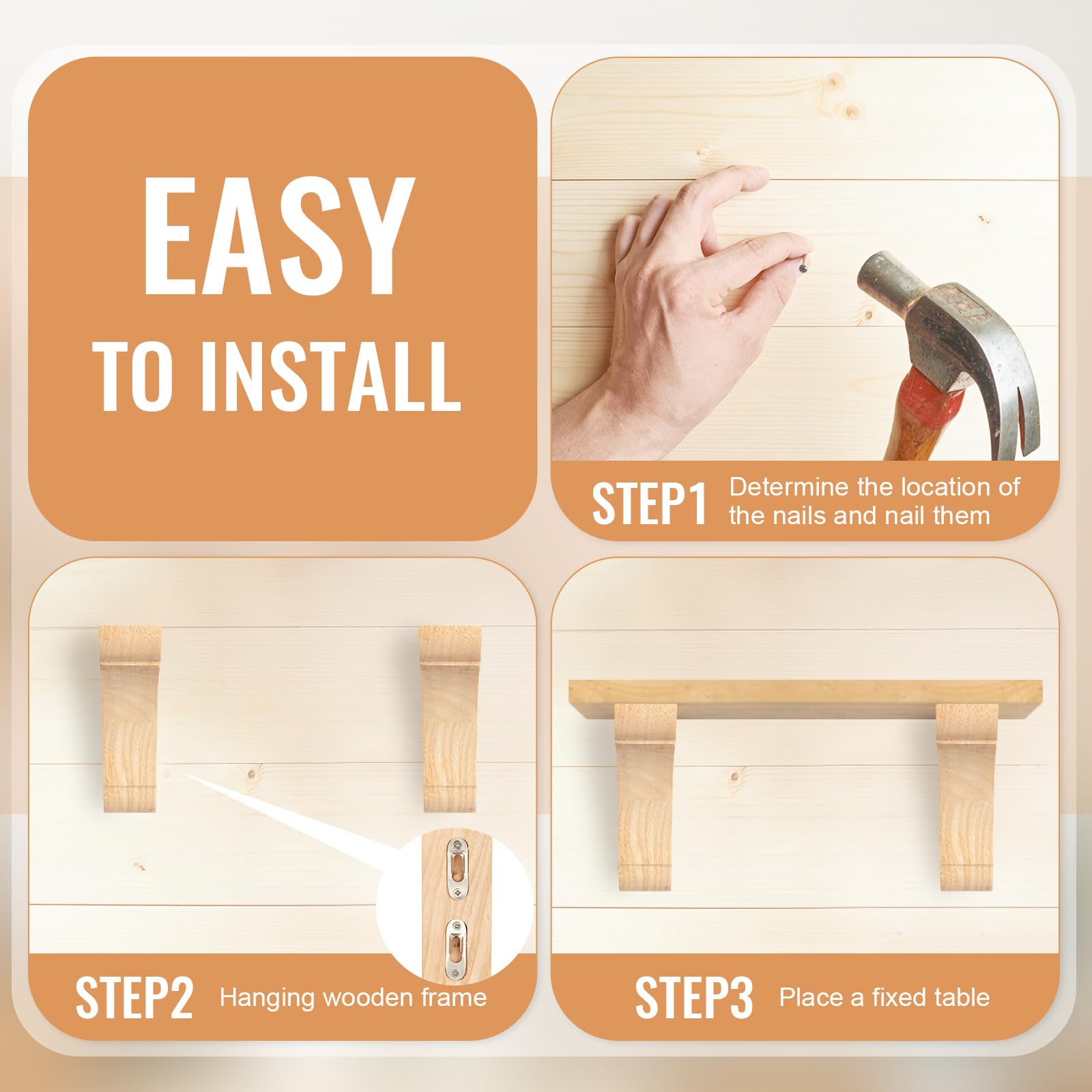 Vercraft kitchen shelf display using 6x6 bracket for sturdy countertop support.