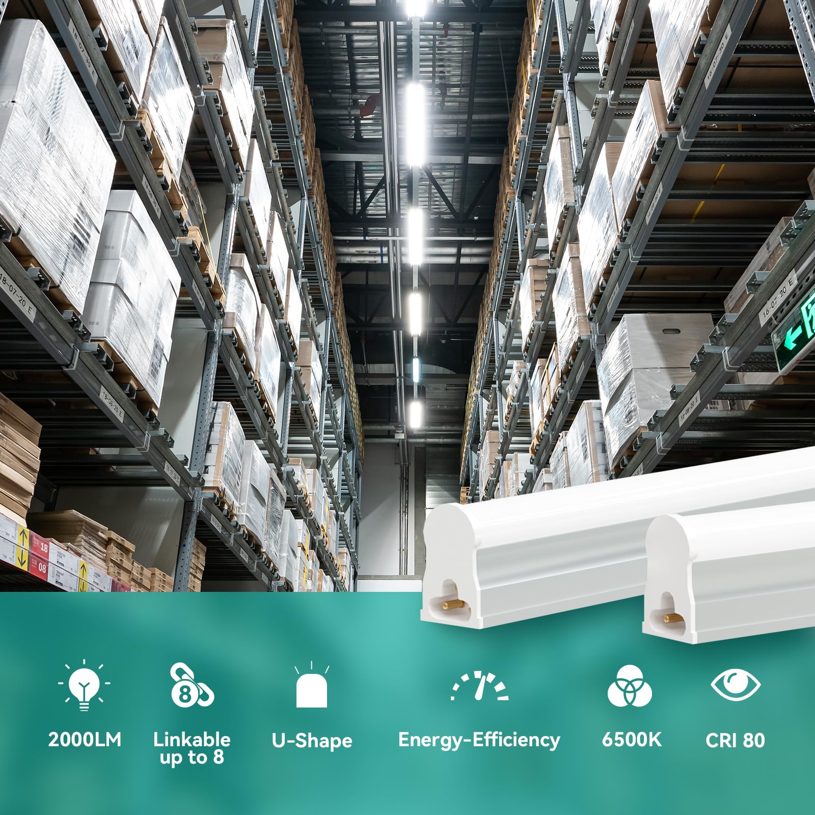 Veriligt 4FT LED shop light shown in end-to-end linkable setup for wide workspace