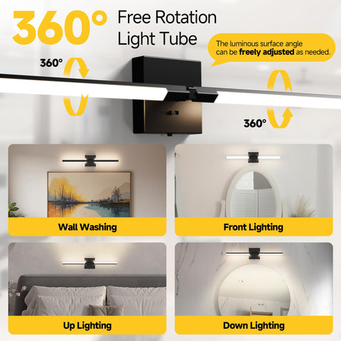 360-degree rotatable tubes on Veriligt vanity lights enable precise beam alignment.