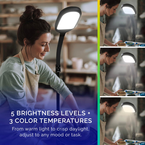 Verilux SmartLight color temperature controls from warm to daylight for reading or crafting