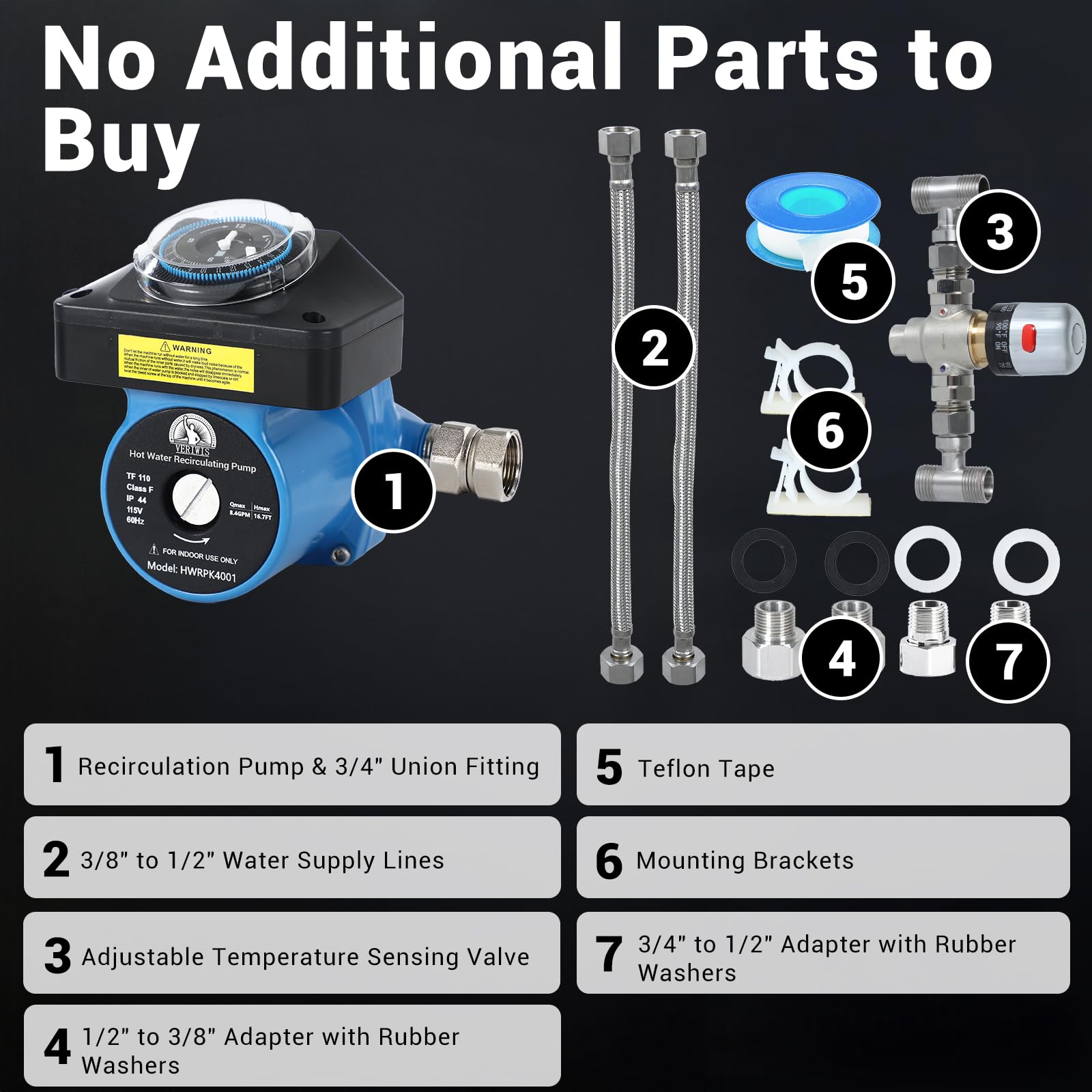 VERIWIS programmable timer enables convenient hot water circulation scheduling.