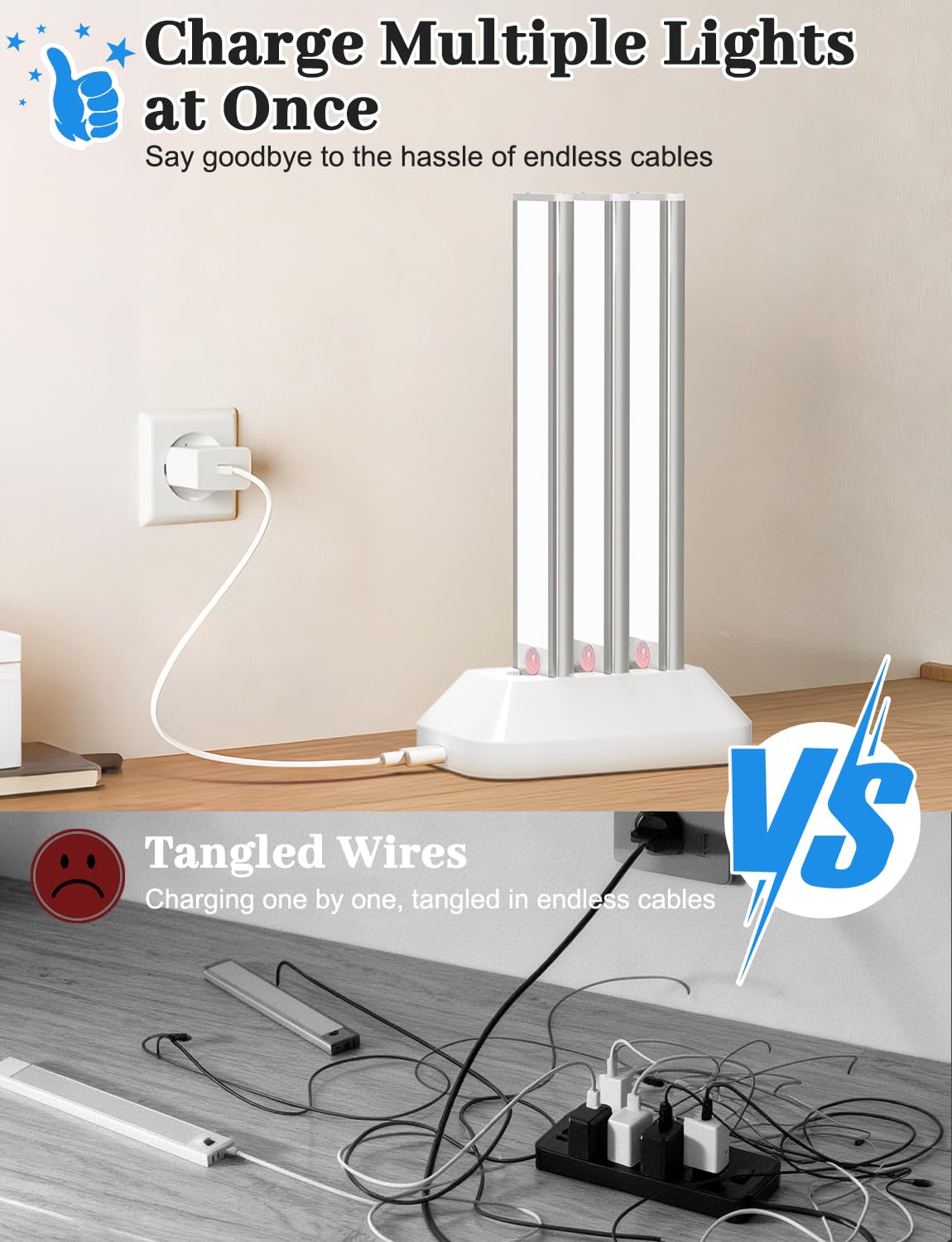 VerRon dimmable under-cabinet light showing 2700K to 6000K color options