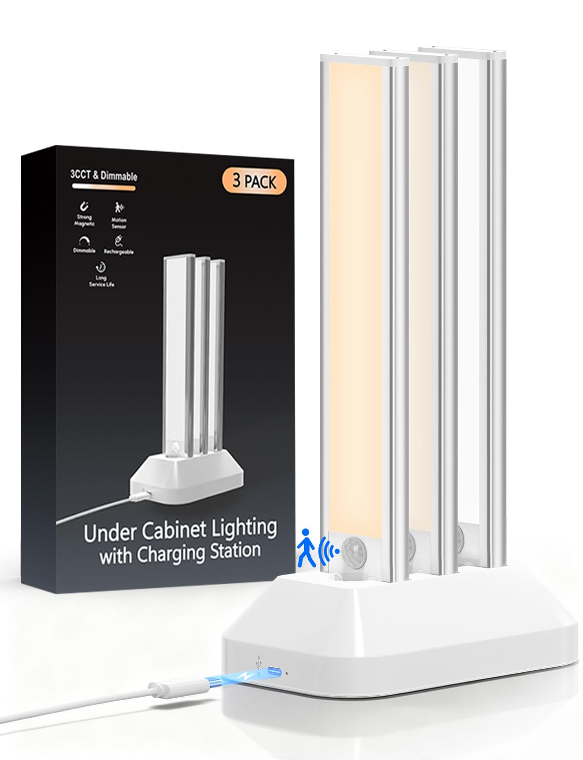 VerRon 3in1 charging station under-cabinet lighting keeps cables tidy and organized