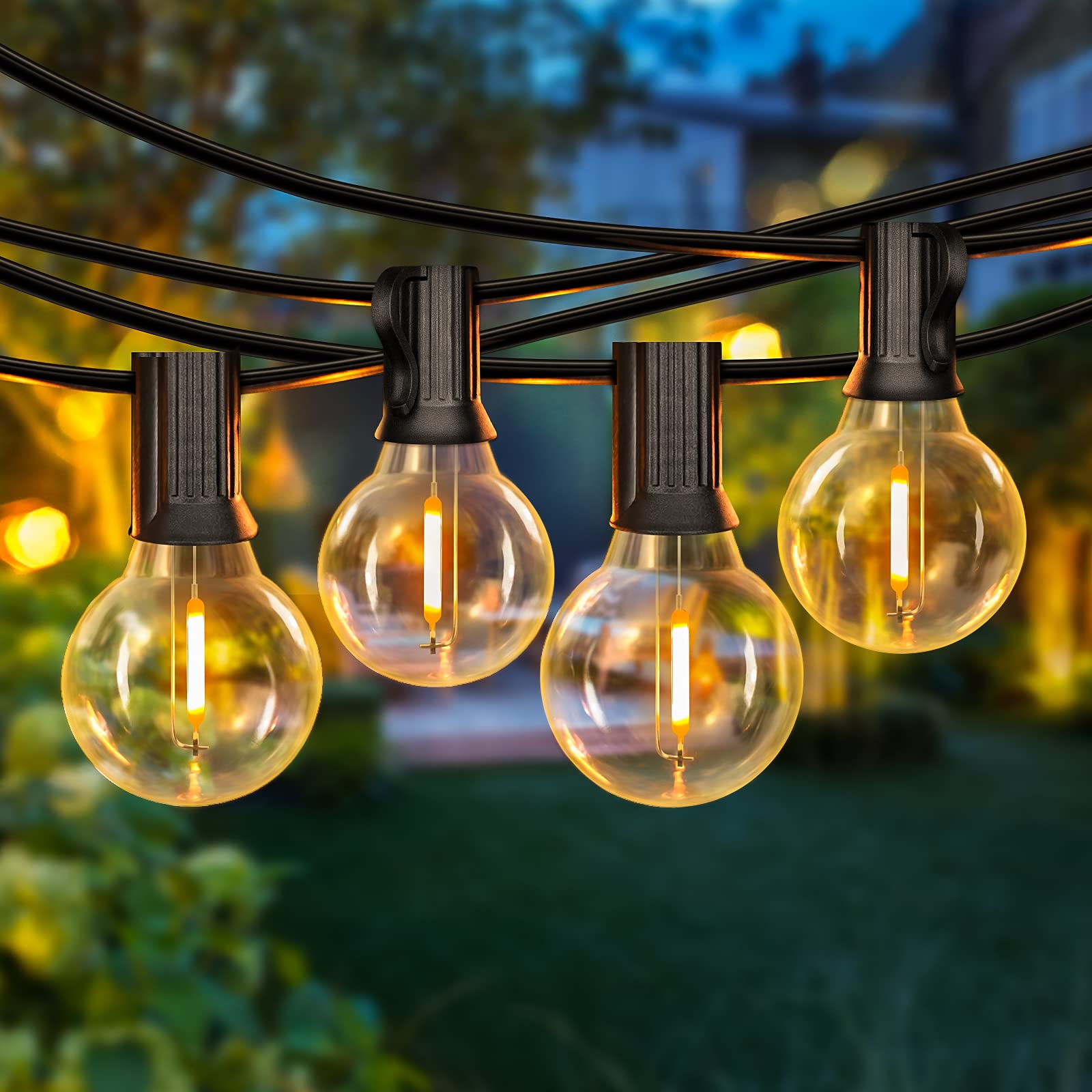 VerRon 50FT LED G40 globe lights outdoor setup creates warm ambiance.