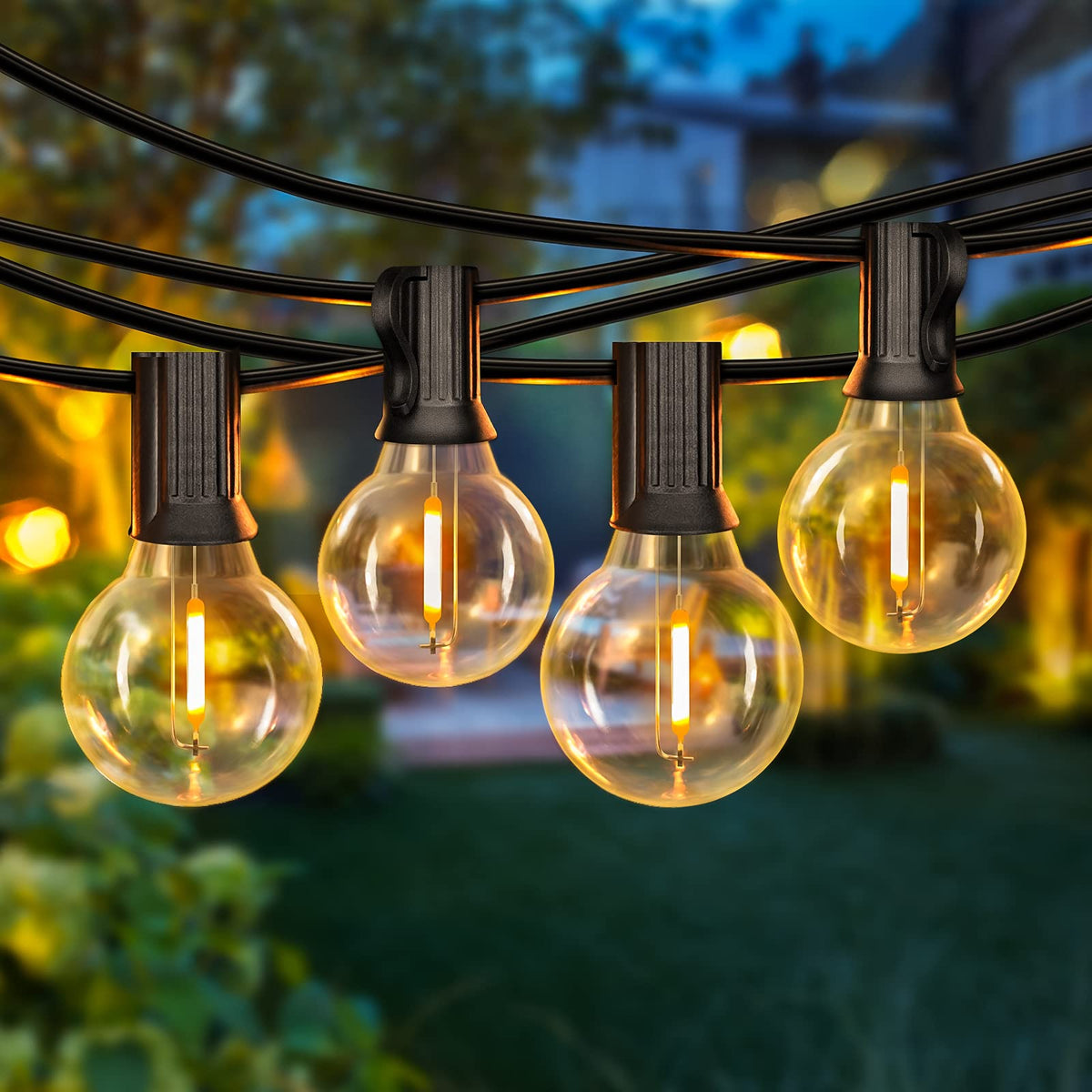 VerRon 50FT LED G40 globe lights outdoor setup creates warm ambiance.
