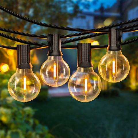 VerRon 50FT LED G40 globe lights outdoor setup creates warm ambiance.