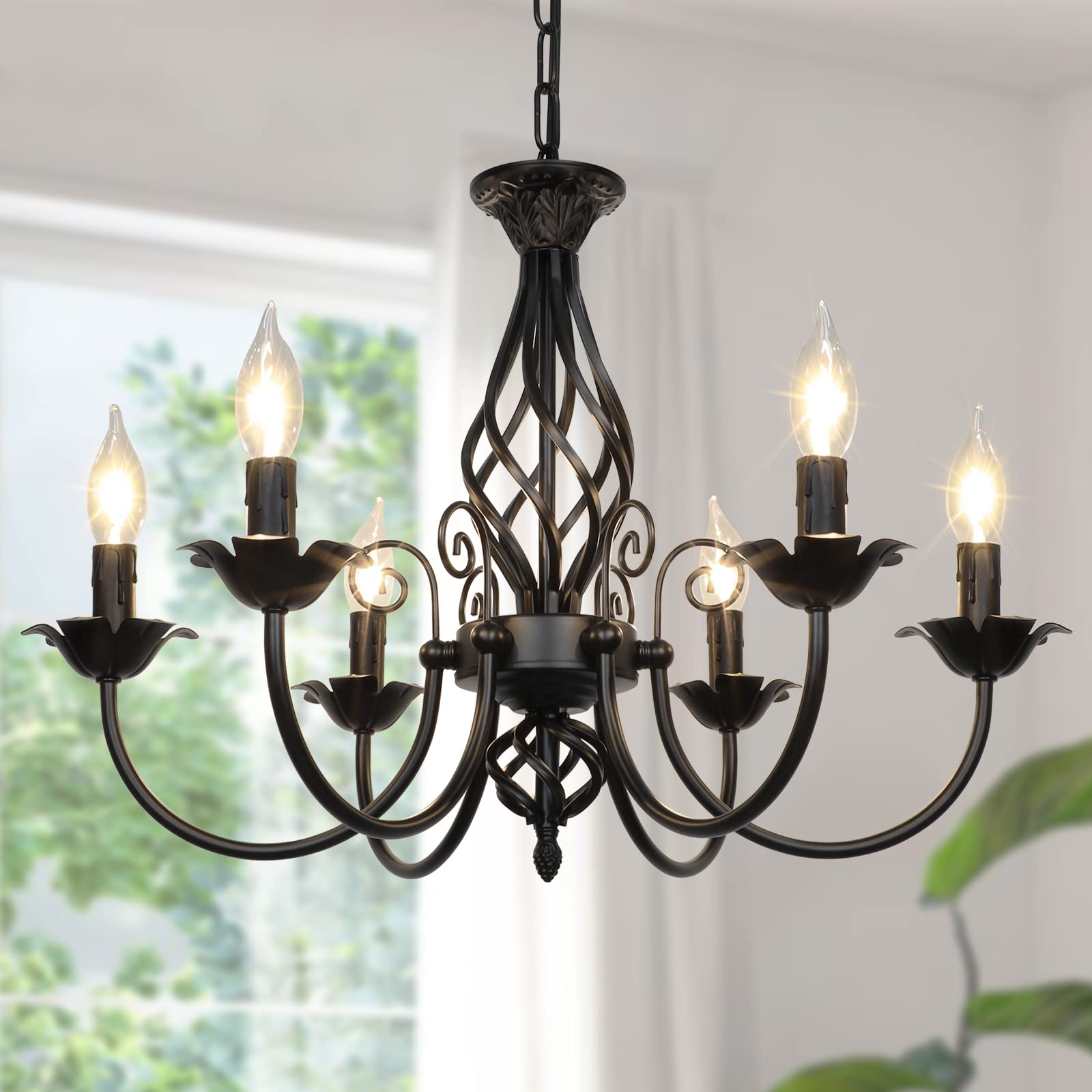VerRon 6-light farmhouse chandelier adds rustic charm and a warm focal point to any room