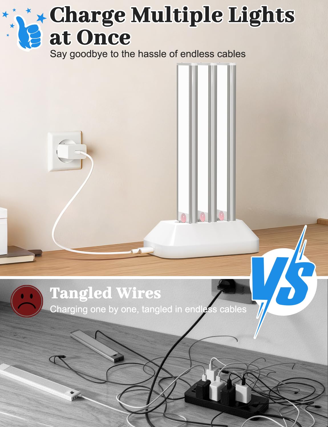 VerRon auto motion sensor under-cabinet light activates hands-free in kitchens and closets