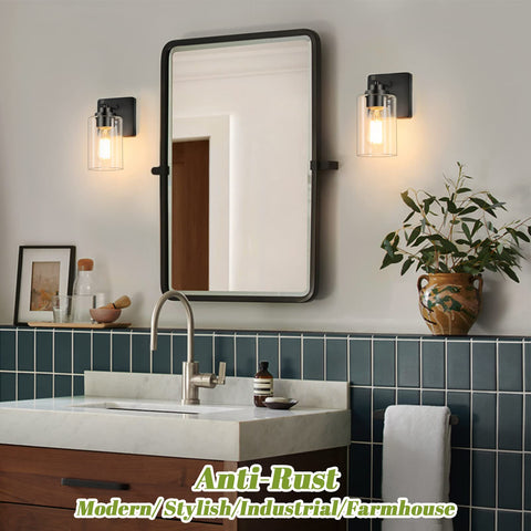 VerRon bathroom light featuring clear glass shade for bright, inviting glow.