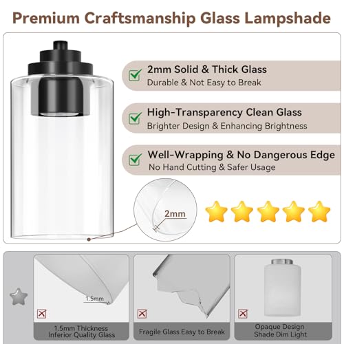 VerRon clear glass shades highlight modern decor while delivering bright, even light.
