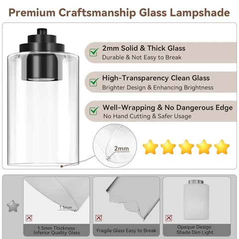 VerRon clear glass shades highlight modern decor while delivering bright, even light.