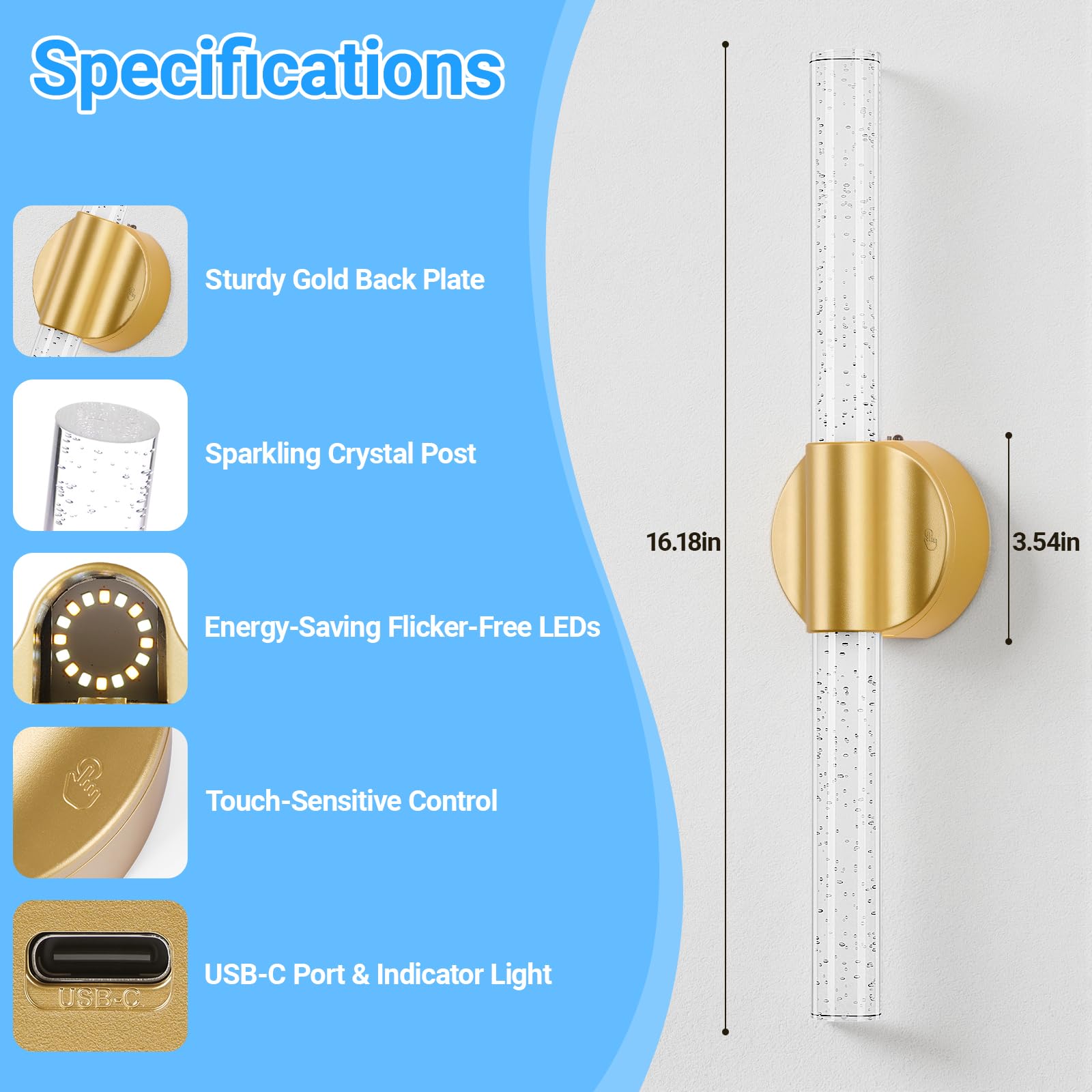 VerRon energy-saving sconces with timer presets for efficient lighting