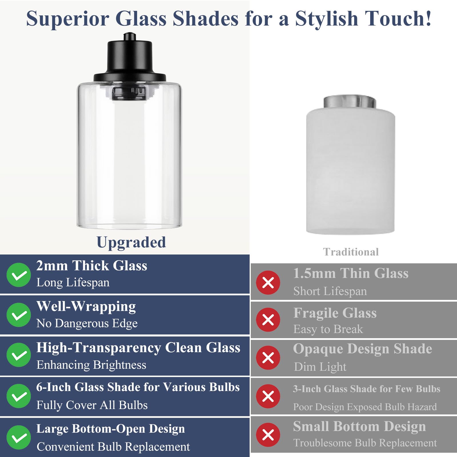 VerRon farmhouse matte black pendant with clear glass shade enhances space