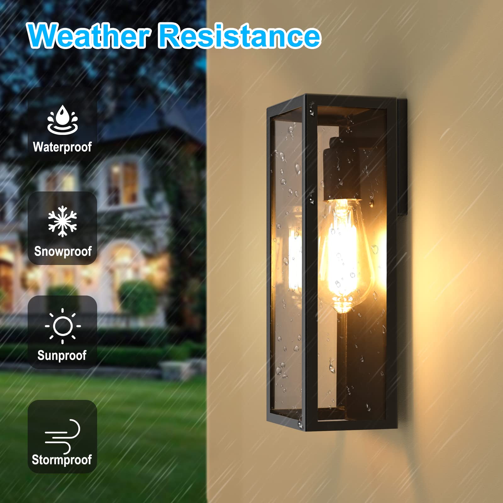 VerRon lantern close-up showing glass shade and sturdy mount for long-lasting exterior lighting.
