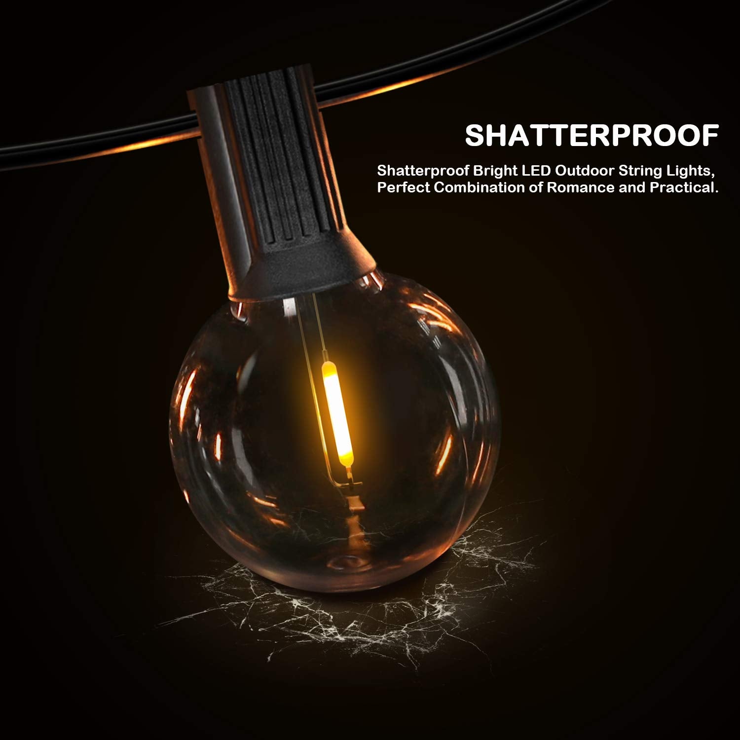 VerRon G40 LED bulbs close-up highlight durable plastic and shatterproof design.