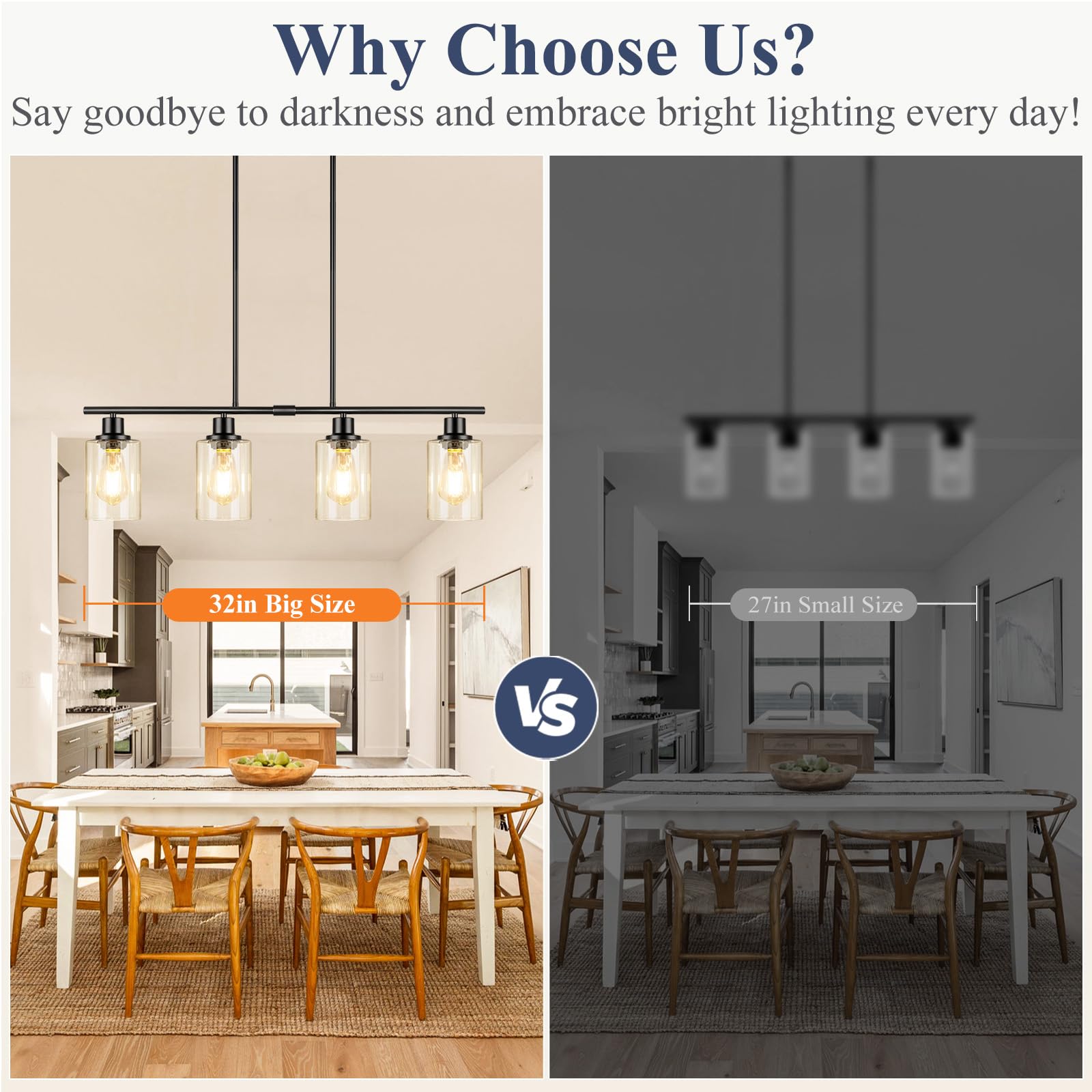 VerRon kitchen island lighting hanging linear chandelier adds modern farmhouse style