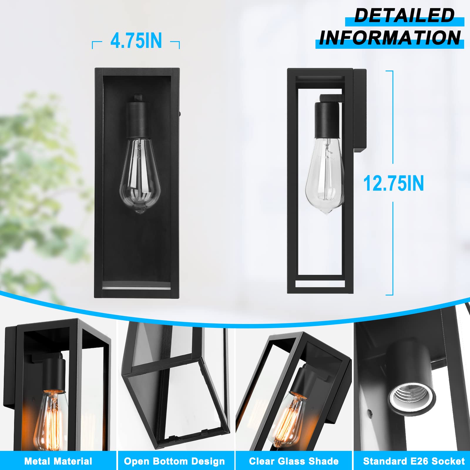 VerRon matte black lantern on wall, highlighting minimalist modern style for entryways.