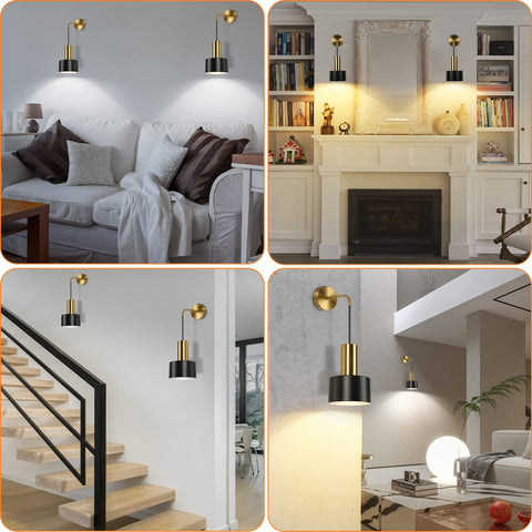 Modern black and gold VerRon sconces suit bedroom and living spaces